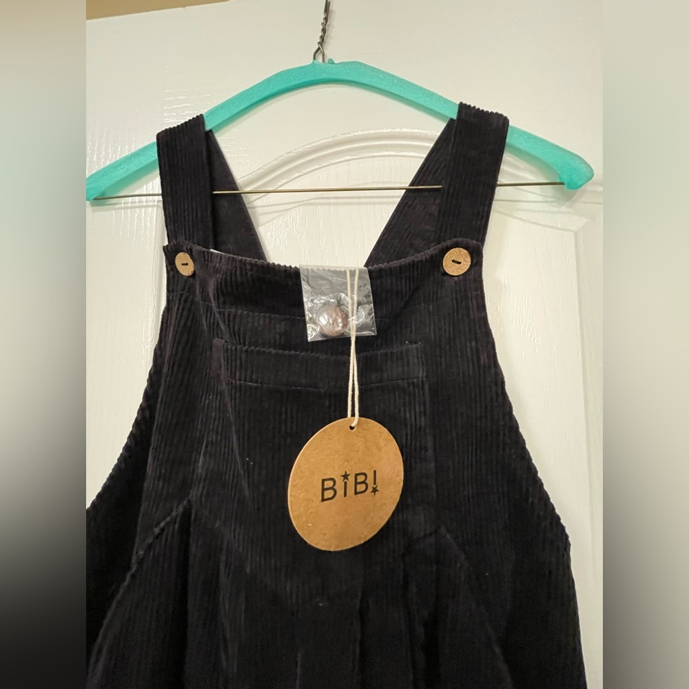 New BiBi Black Corduroy Overalls.